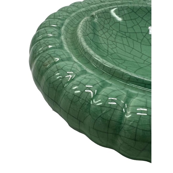 San Miguel Pottery Ashtray Green Bowl Design Crackle Finish - Picture 3 of 5